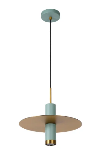 Светильник подвесной Selin 03322/01/37 Lucide бронзовый зелёный 1 лампа, основание бронзовое зелёное в стиле современный трубочки фото 2